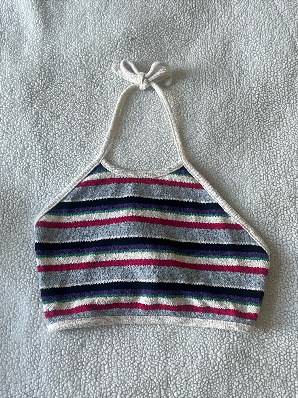 Zara Striped Knit Halter Crop Top Size M